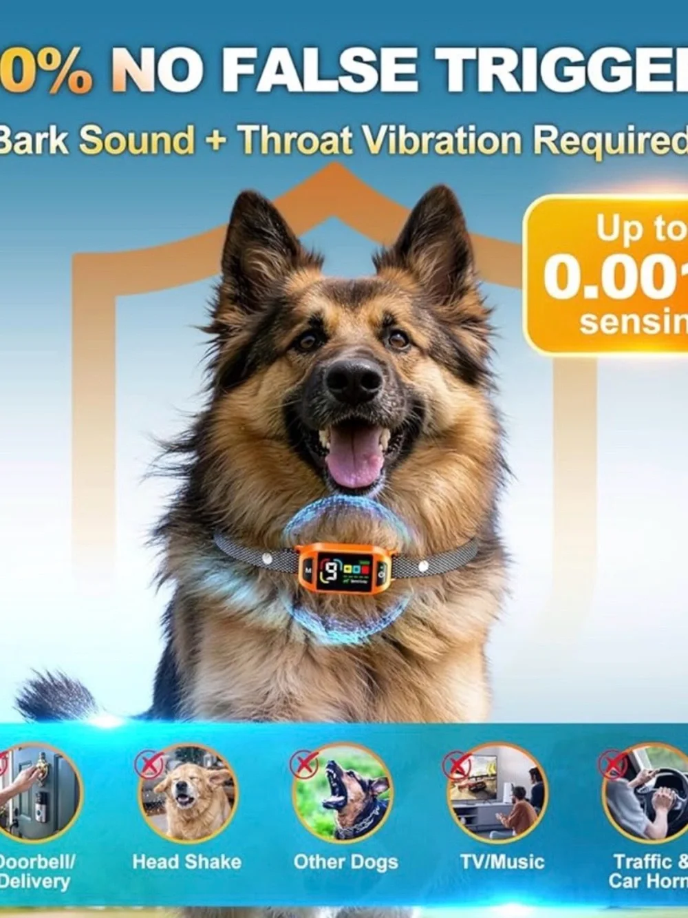Orange Smart Pet Training Collar - Adjustable Wearable